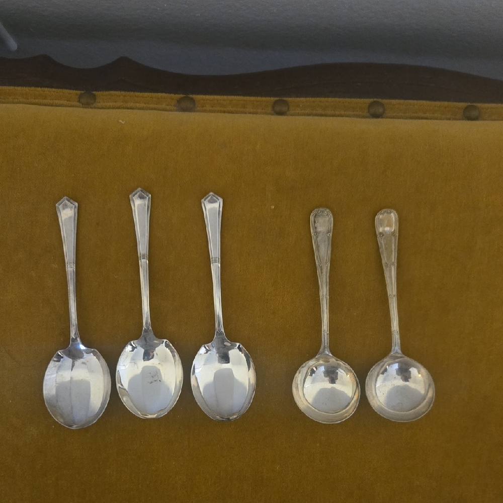 Set OF 3 AND 2 Antique Vintage EPNS Spoons